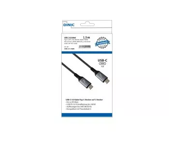 DINIC USB C 4.0 Cable, 240W PD, 40Gbps, 1.5m Type C to C, Aluminum Connector, Nylon Cable, DINIC Box